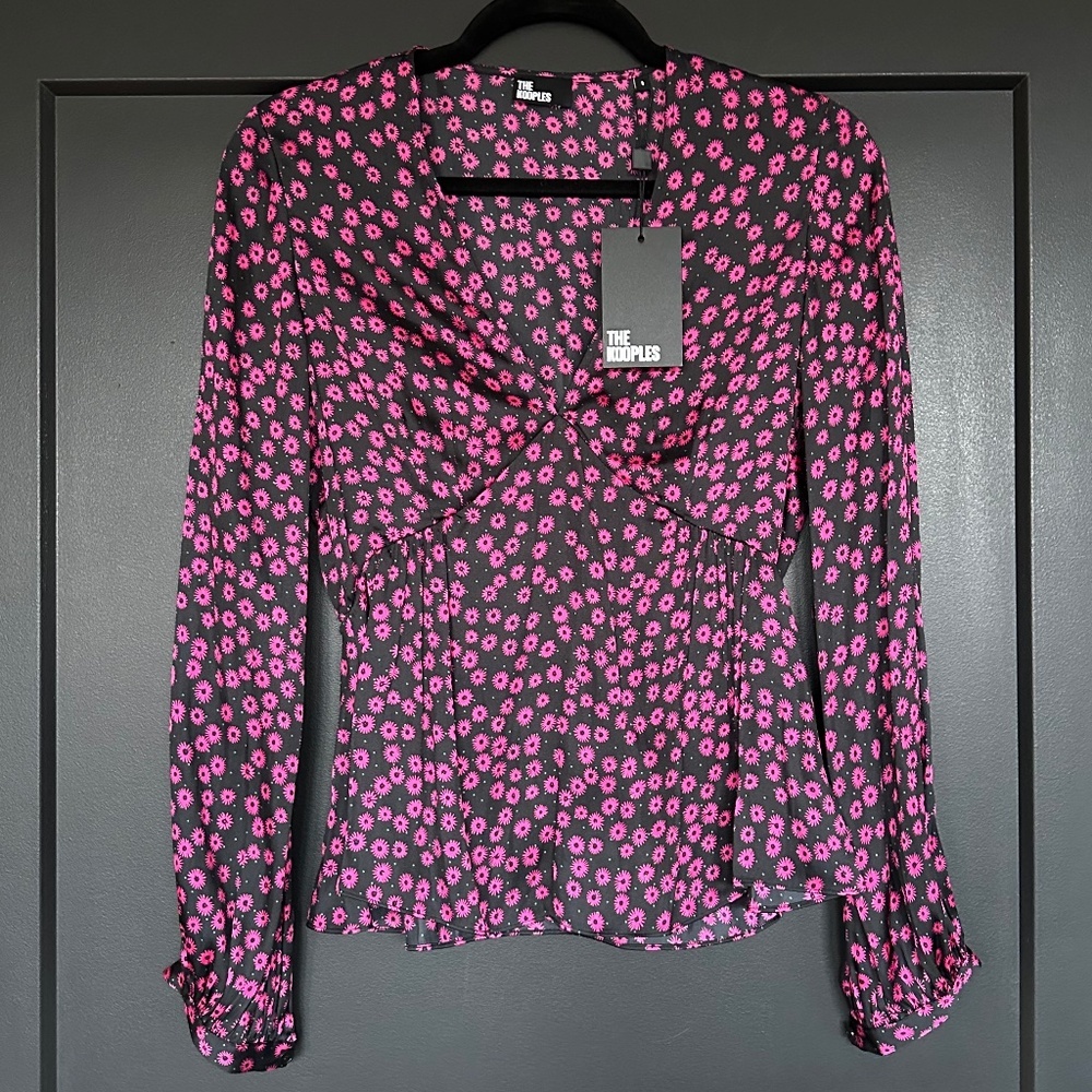 🖤💖 NWT The Kooples Daisy Dots Printed Peplum Top | $215 Retail! - Picture 6 of 10